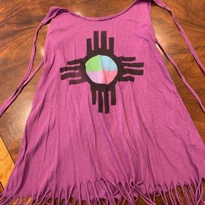 Purple strap back sleeveless shirt